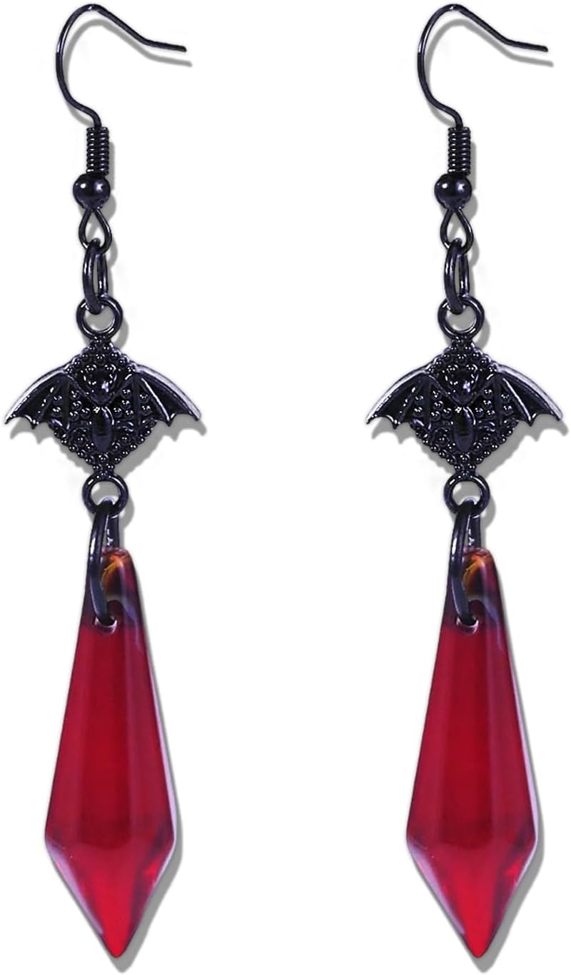 CSIYANJRY99 Goth Bat Crystal Earrings Vampire Accessories for Women Halloween Earring Gothic Jewelry Dangle Earrings Witch Victorian Vintage Dress Costume - Image 1